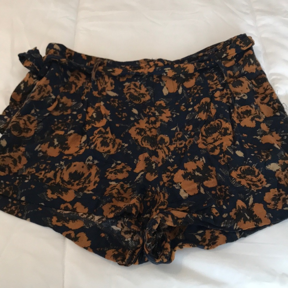 Rayon floral print shorts